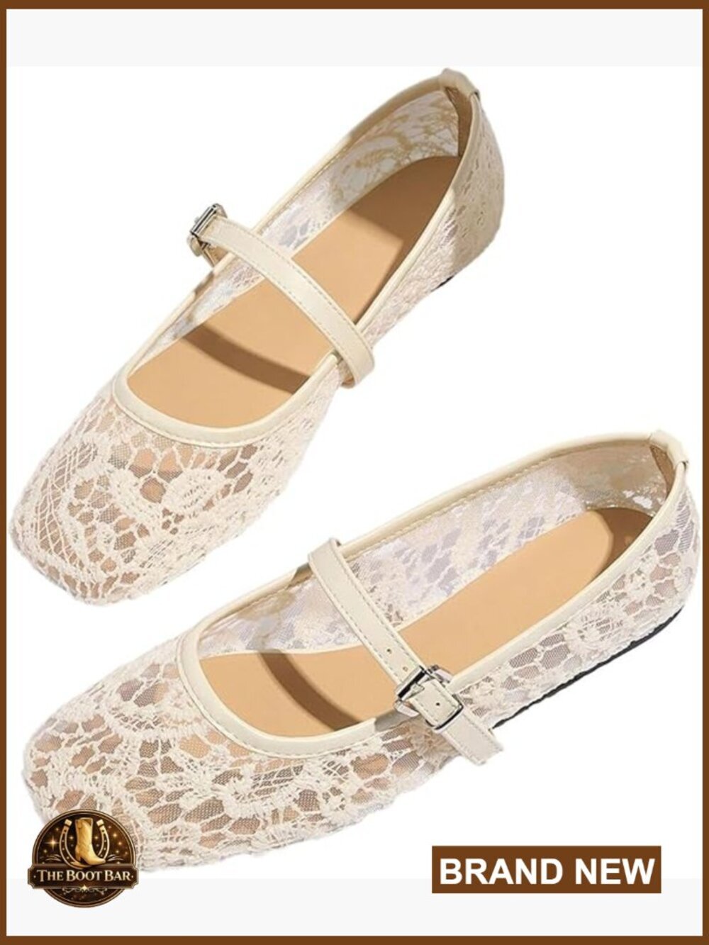 Women's Lace Mesh Ballet Flats Square Toe Breathable Summer Shoes